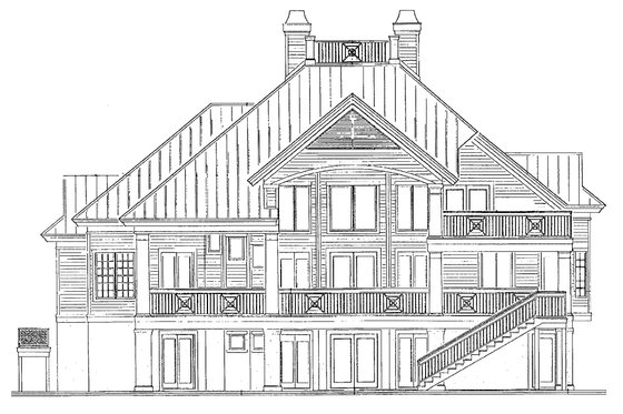 Exterior - Rear Elevation 2 for Southern House Plan #930-18 - 3 bed, 3.5 bath