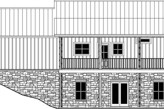 Exterior - Rear Elevation 1 for Ranch House Plan #21-470 - 1 bed, 1.5 bath