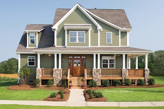 Exterior - Front Elevation 3 for Country House Plan #929-19 - 4 bed, 2.5 bath