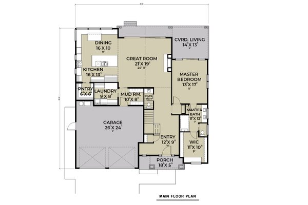 Contemporary Floor Plan - Main Floor Plan #1070-193