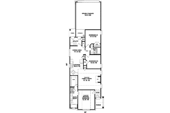 Floor Plan - Main Floor for Traditional House Plan #81-477 - 3 bed, 2 bath
