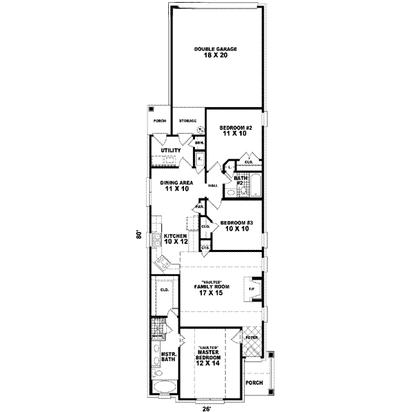 Floor Plan - Main Floor for Traditional House Plan #81-477 - 3 bed, 2 bath