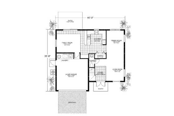 Floor Plan - Main Floor for Mediterranean House Plan #420-224 - 4 bed, 2.5 bath