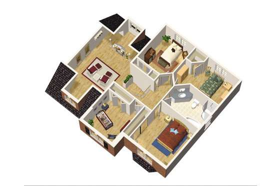 Floor Plan - Upper Floor 1 for European House Plan #25-4687 - 4 bed, 1 bath