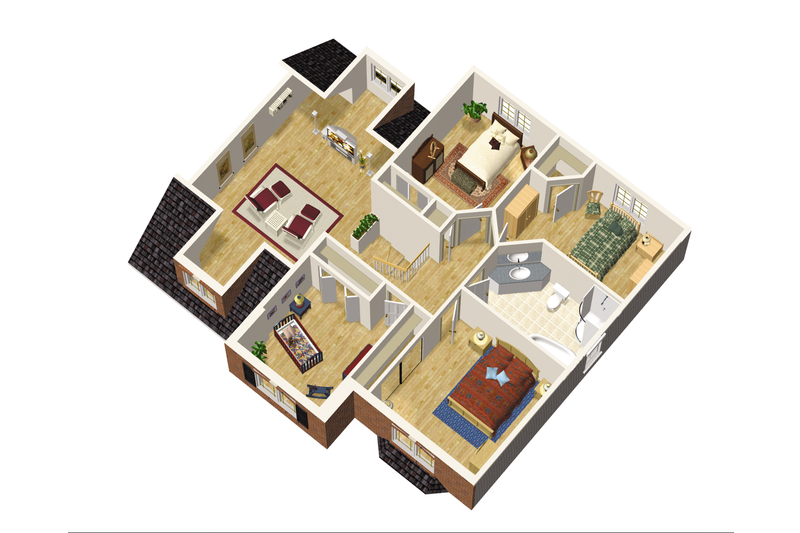 House Blueprint - Floor Plan - Upper Floor 1 for European House Plan #25-4687 - 4 bed, 1 bath