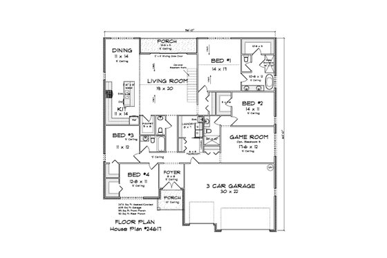 Floor Plan - Main Floor for Modern House Plan #513-2410 - 4 bed, 3.5 bath