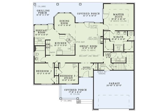 Floor Plan - Main Floor for Classical House Plan #17-2778 - 3 bed, 2 bath