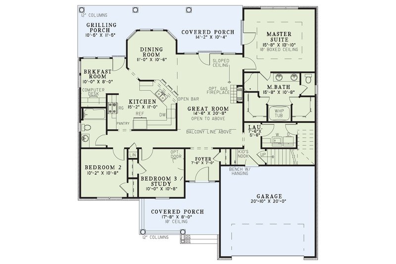 Dream House Plan - Floor Plan - Main Floor for Classical House Plan #17-2778 - 3 bed, 2 bath