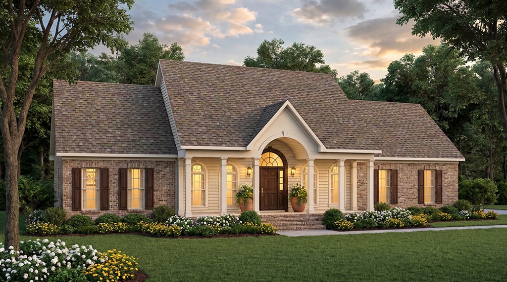 Exterior - Front Elevation 2 for Colonial House Plan #406-273 - 3 bed, 2 bath