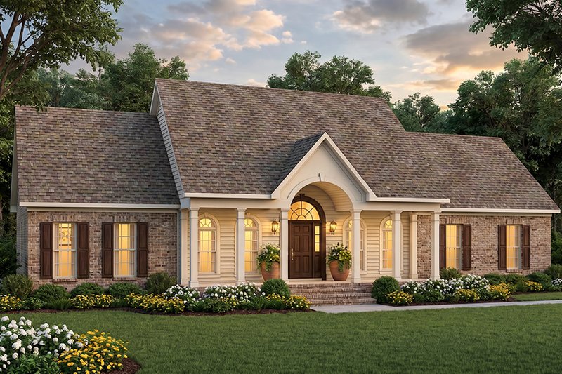 Exterior - Front Elevation 2 for Colonial House Plan #406-273 - 3 bed, 2 bath