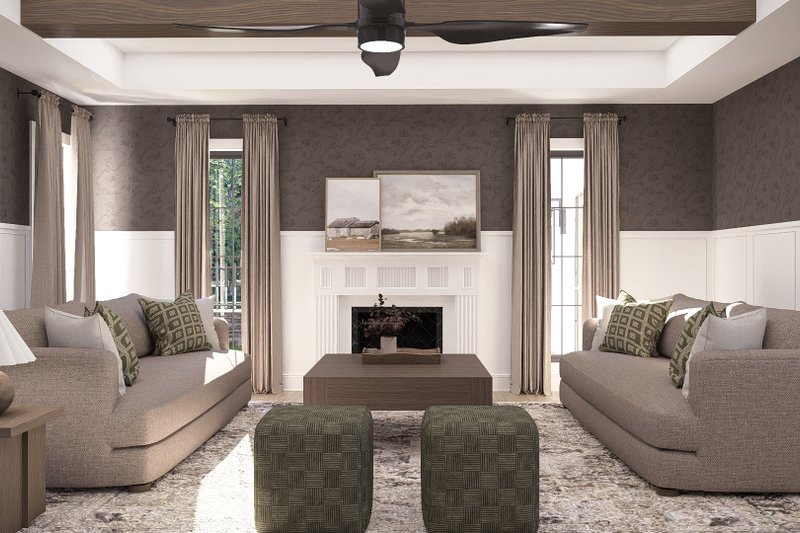 House Blueprint - Interior - Family Room for Cottage House Plan #455-746 - 4 bed, 2.5 bath