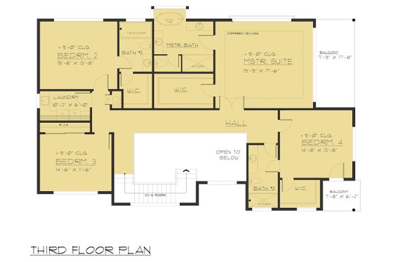 Floor Plan - Upper Floor 3 for Modern House Plan #1066-84 - 5 bed, 5.5 bath