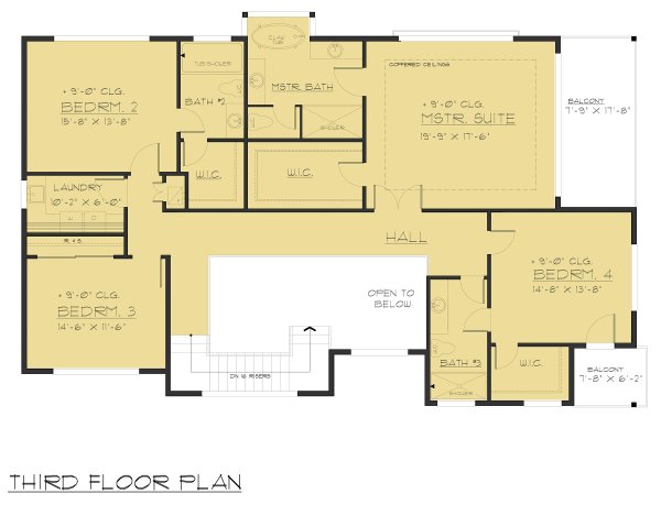 Modern Floor Plan - Upper Floor Plan #1066-84