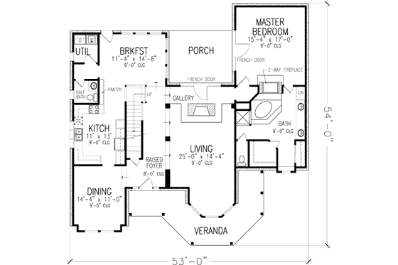 Floor Plan - Main Floor for Victorian House Plan #410-264 - 4 bed, 3.5 bath