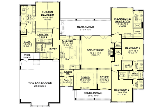 Floor Plan - Main Floor for Farmhouse House Plan #1067-4 - 4 bed, 3.5 bath