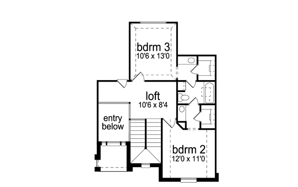 Home Plan - Traditional Floor Plan - Upper Floor Plan #84-557