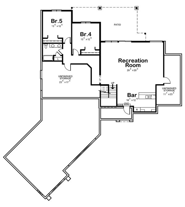 House Blueprint - Craftsman Floor Plan - Lower Floor Plan #20-2577