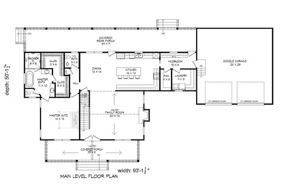 Floor Plan - Main Floor for Country House Plan #932-146 - 4 bed, 2.5 bath