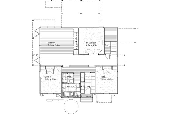 Modern style House plan, upper level floor plan