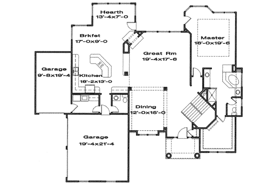 Floor Plan - Main Floor for European House Plan #6-199 - 4 bed, 3.5 bath