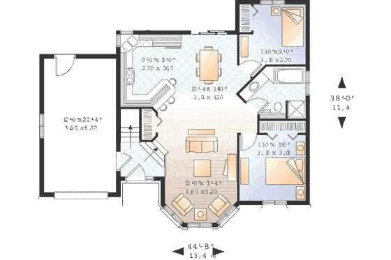 Floor Plan - Main Floor for European House Plan #23-366 - 2 bed, 1 bath