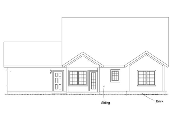 Exterior - Rear Elevation for Cottage House Plan #513-2177 - 3 bed, 2.5 bath