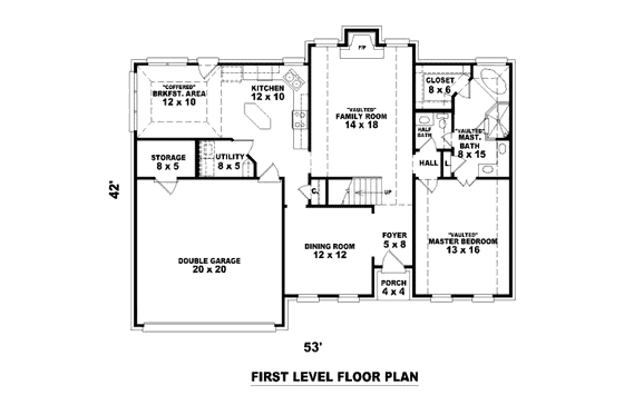 Floor Plan - Main Floor for European House Plan #81-13647 - 3 bed, 2.5 bath