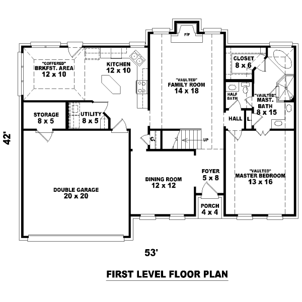 Floor Plan - Main Floor for European House Plan #81-13647 - 3 bed, 2.5 bath