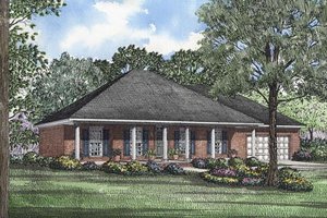 Southern Exterior - Front Elevation Plan #17-1012