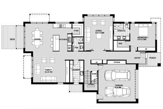 Floor Plan - Main Floor for Modern House Plan #496-25 - 4 bed, 2.5 bath
