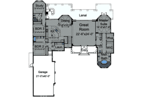 Floor Plan - Main Floor for European House Plan #115-140 - 3 bed, 3.5 bath