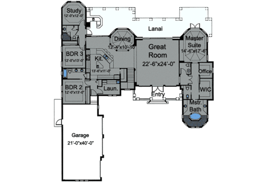 Floor Plan - Main Floor for European House Plan #115-140 - 3 bed, 3.5 bath