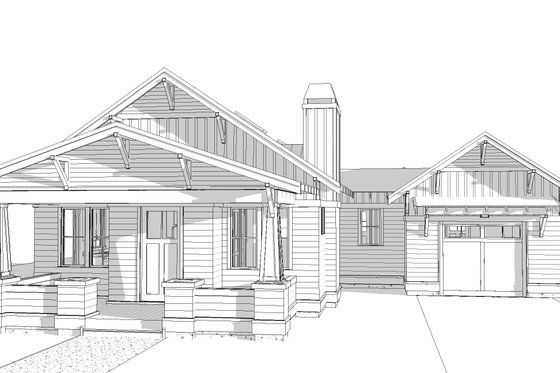 Exterior - Front Elevation 3 for Craftsman House Plan #895-156 - 2 bed, 2 bath