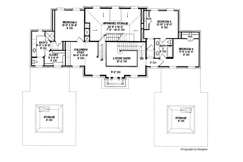 Architectural House Design - Floor Plan - Upper Floor for European House Plan #20-1118 - 4 bed, 3.5 bath