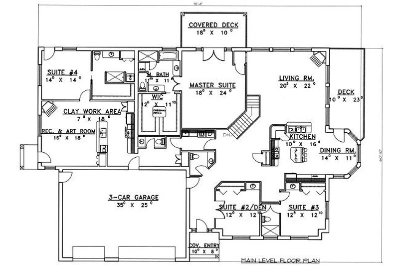 Home Plan - Floor Plan - Main Floor for Modern House Plan #117-524 - 5 bed, 4.5 bath