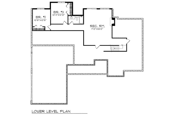 Floor Plan - Lower Floor for Traditional House Plan #70-301 - 3 bed, 2.5 bath