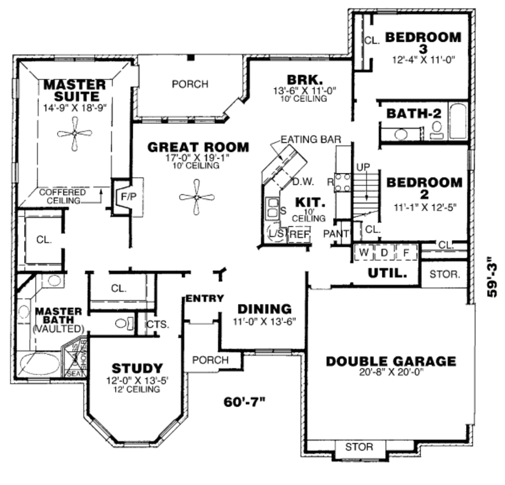 European Style House Plan 3 Beds 2 Baths 2295 Sq Ft Plan 34 113