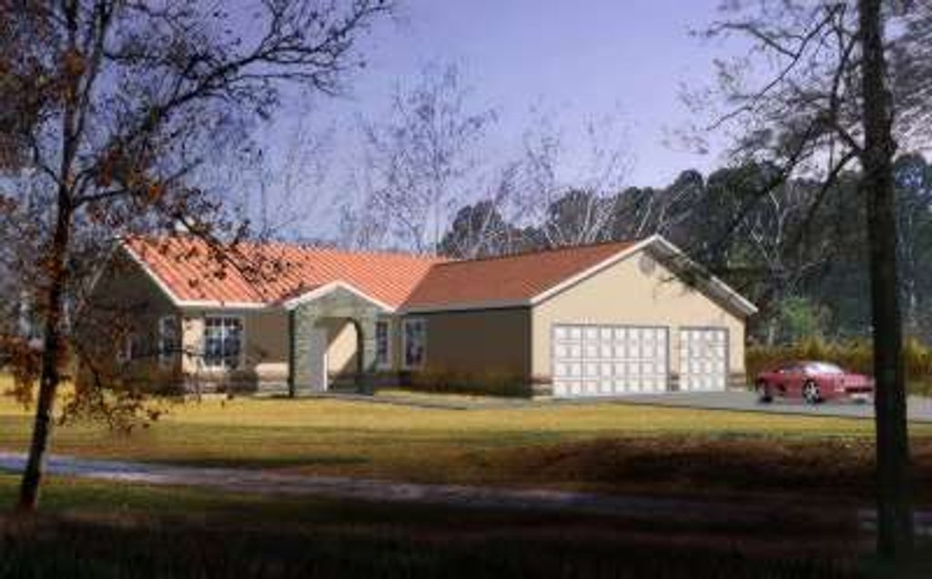 Exterior - Front Elevation 2 for Adobe / Southwestern House Plan #1-362 - 3 bed, 2 bath