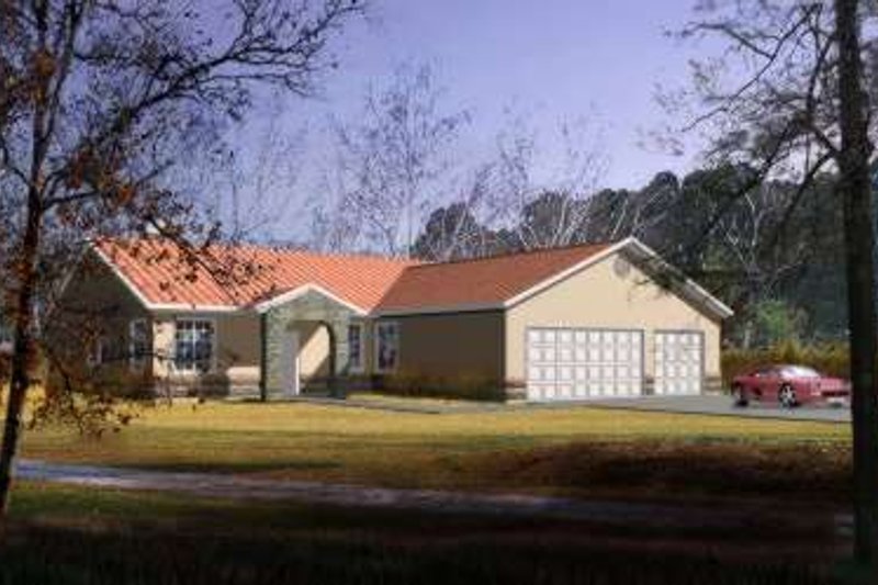 Exterior - Front Elevation 2 for Adobe / Southwestern House Plan #1-362 - 3 bed, 2 bath