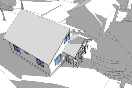 Exterior - Rear Elevation for Bungalow House Plan #528-4 - 3 bed, 2 bath