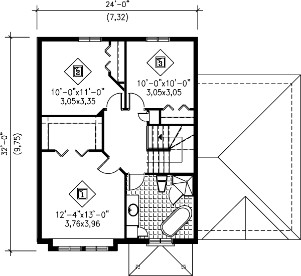 European Floor Plan - Upper Floor Plan #25-222