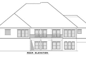 Exterior - Rear Elevation for European House Plan #17-2349 - 5 bed, 3.5 bath