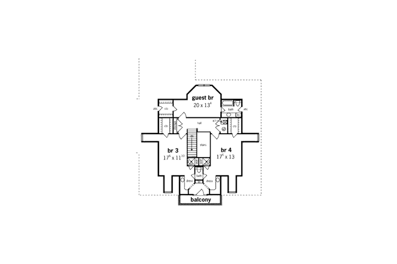 Home Plan - Floor Plan - Upper Floor for Southern House Plan #45-358 - 4 bed, 3.5 bath