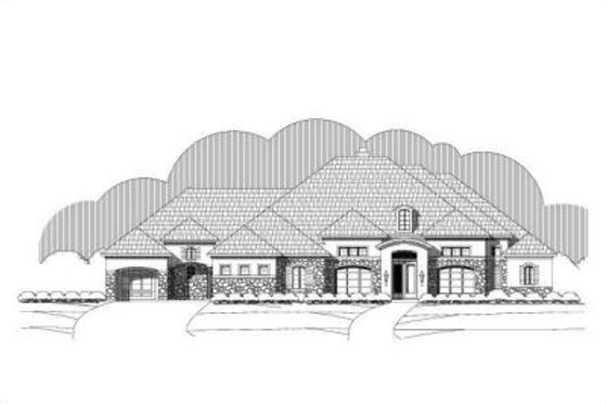 Exterior - Front Elevation for Mediterranean House Plan #411-224 - 4 bed, 3 bath