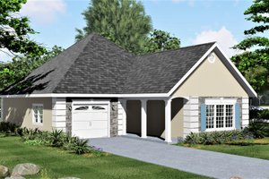 Exterior - Front Elevation 3 for European House Plan #44-132 - 2 bed, 2 bath