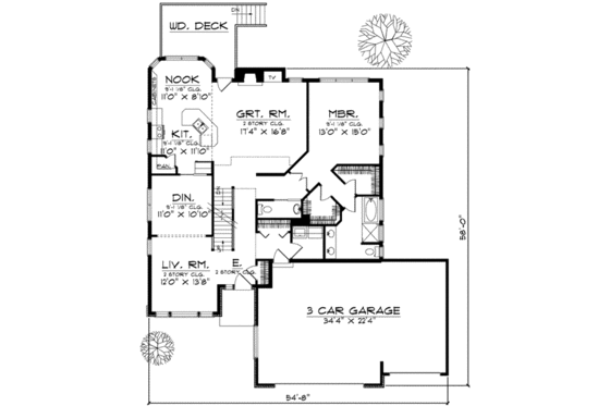 Floor Plan - Main Floor for European House Plan #70-602 - 4 bed, 2.5 bath