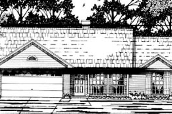 Exterior - Front Elevation for Ranch House Plan #42-219 - 3 bed, 2 bath