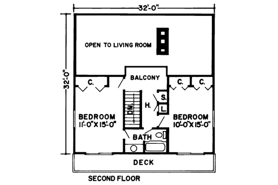Floor Plan - Upper Floor for Modern House Plan #312-482 - 2 bed, 2 bath