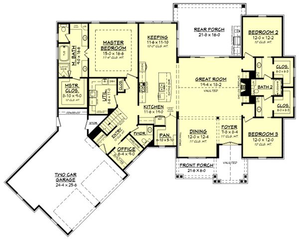 Dream House Plan - Farmhouse Floor Plan - Main Floor Plan #430-166
