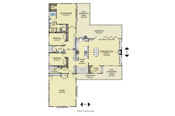 Floor Plan - Main Floor for Ranch House Plan #436-1 - 3 bed, 2 bath